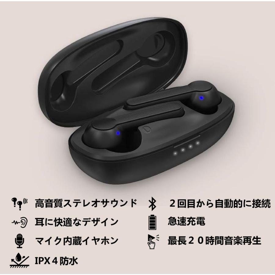 2020 Bluetooth 5.0 完全ワイヤレス Hi-Fi高音質 自動ペアリング 超