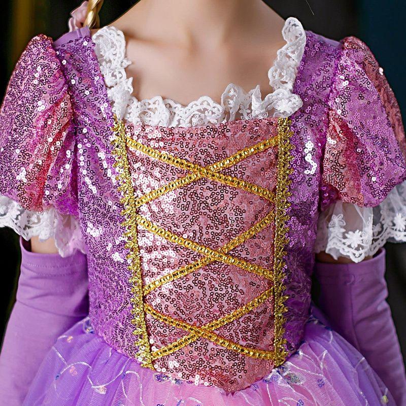 SALE/87%OFF】Elmia プリンセス ドレス ドレス キッズ (130, ドレス 豪華アクセサリー セット パープルピンク) コスプレ 子供 ままごと プリンセスドレスアクセサリー