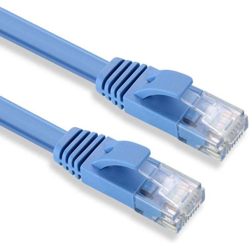 COOSEED フラットケーブル LANケーブル 5m UTP Cat6 ストレート 5m*4本 ブルー「１つパッケージ4本が含まれています