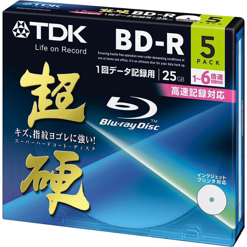 送料無料/新品 TDK データ用ブルーレイディスク 超硬シリーズ 5枚パック 1-6倍速 ホワイトワイドプリンタブル 25GB BD-R  5mmスリムケース ブルーレイ、DVDレコーダー