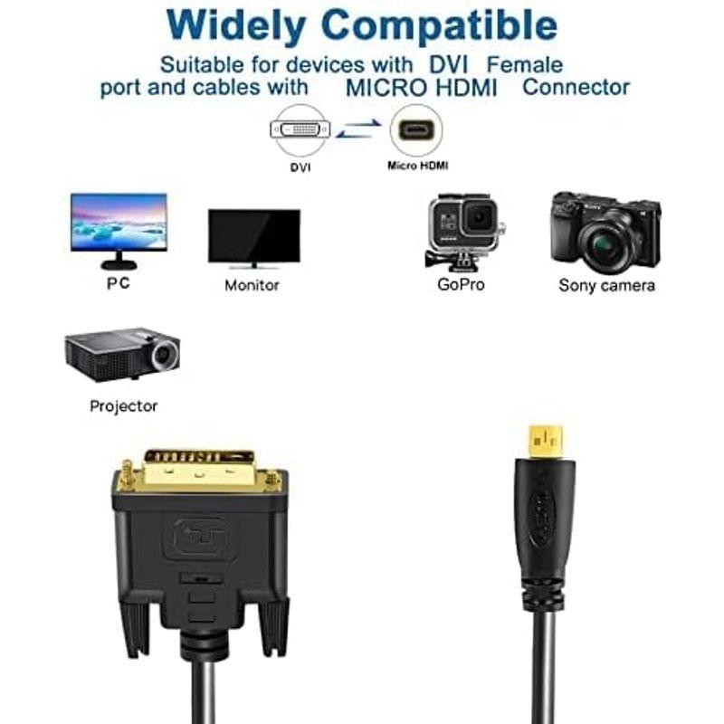 Twozoh Micro HDMI - DVIケーブル Micro HDMI 1.4 - DVI 24+1ピン オス-オスケーブル 1080｜br-market｜06