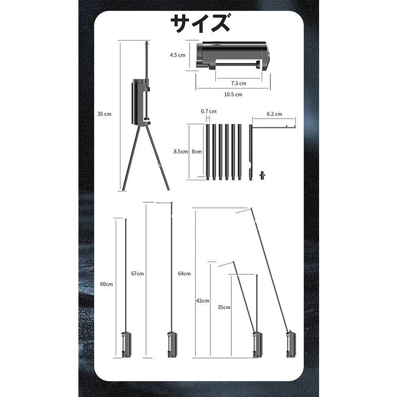 Qboo ランタンスタンド 三脚 クランプ式 ライトスタンド コンパクト ポータブル キャンプ ハンガー付き 高強度アルミニウム合金製 軽量｜br-market｜05