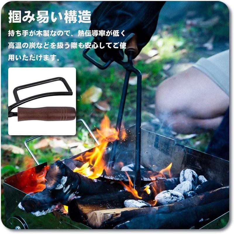 CARBABY 薪ばさみ ファイヤープレーストング 炭ばさみ BBQカーボントング バーベキュー用 暖炉器具 キャンプ道具 収納カバー付き（｜br-market｜03