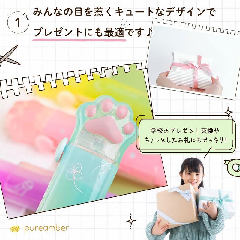 PUREAMBER 消しゴム 小学生 よく消える スティック消しゴム 消しゴム ペン 猫 可愛い 文房具 キラキラ カラフル 4色セット｜br-market｜05