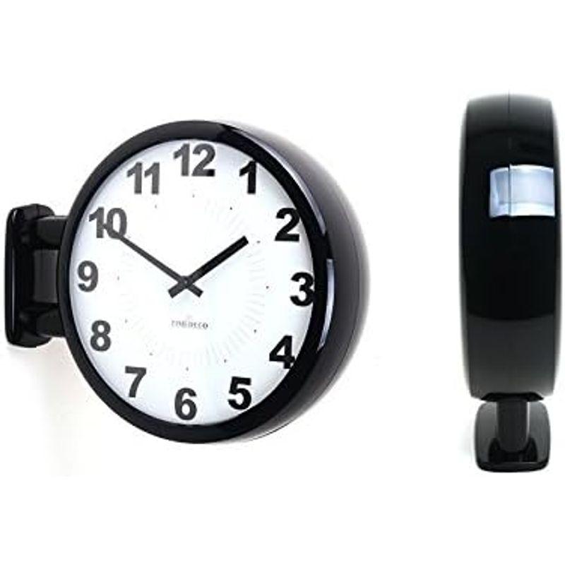 特売 両面電波時計 ダブルフェイス ウォール クロック ブラック ABS樹脂 壁付け 両面 時計 リビング A6(BK)