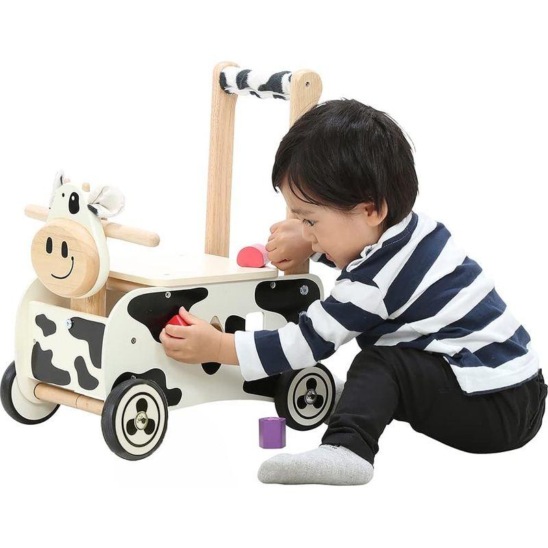 日本直営 木のおもちゃ 手押し車 赤ちゃん ておしぐるま ベビー カタカタ 木製 乗り物 パズル 型はめパズル かたはめパズル おもちゃ Im TOY
