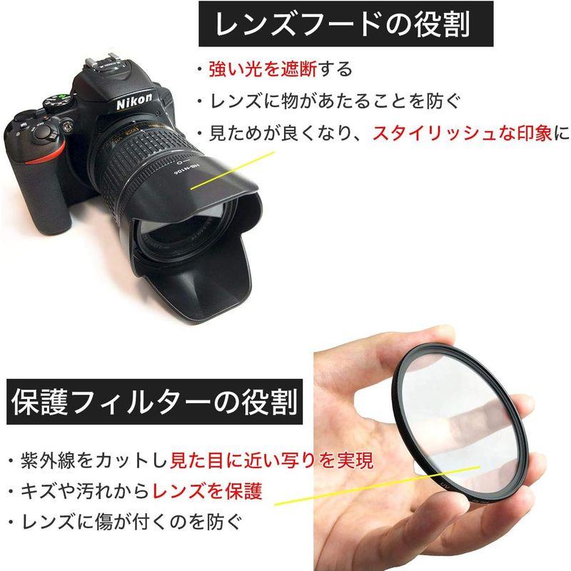 Canon キヤノン EOS Kiss X7 ダブルズームキット用 互換レンズフード EW-63C ET-60 58mm フィルター 4点セ｜br-market｜04