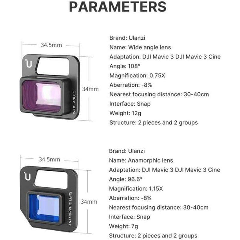 Taoricup DJI Mavic 3 ドローン 対応 1.15Xアナモルフィックレンズ 0.75X108°広角レンズ フィルターアクセサ｜br-market｜09