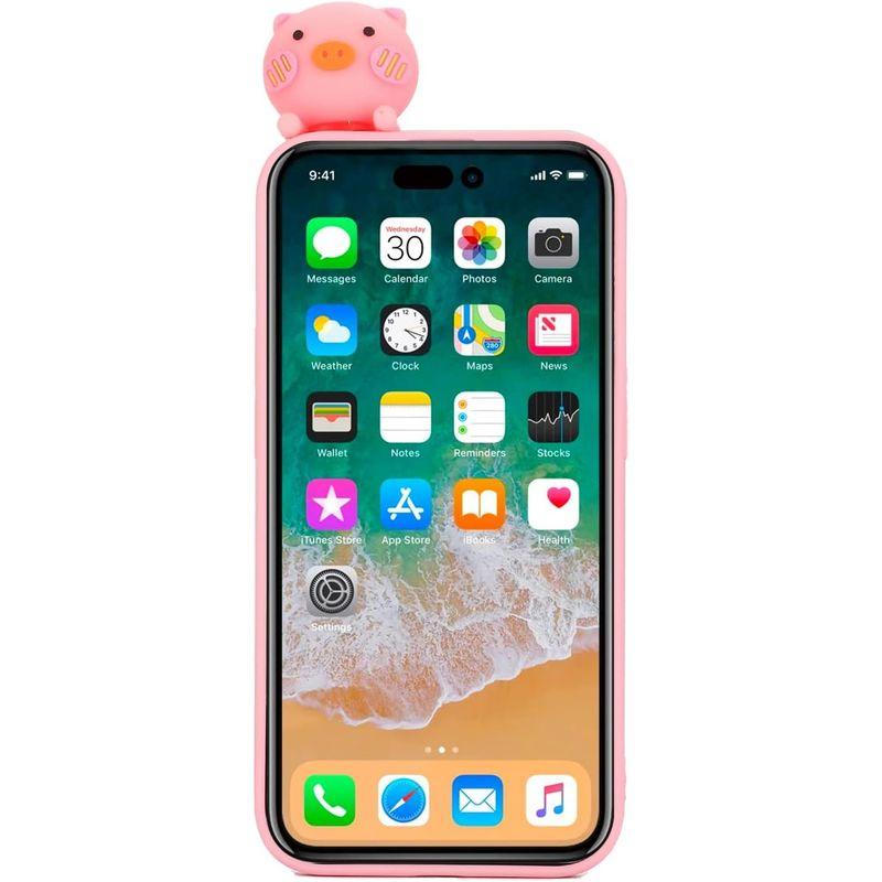 携帯ケースiPhone 12 / iPhone 12 Pro、子豚 3D 漫画 動物 薄型 かわいい、シリコン ソフトフレーム tpu キラ｜br-market｜07