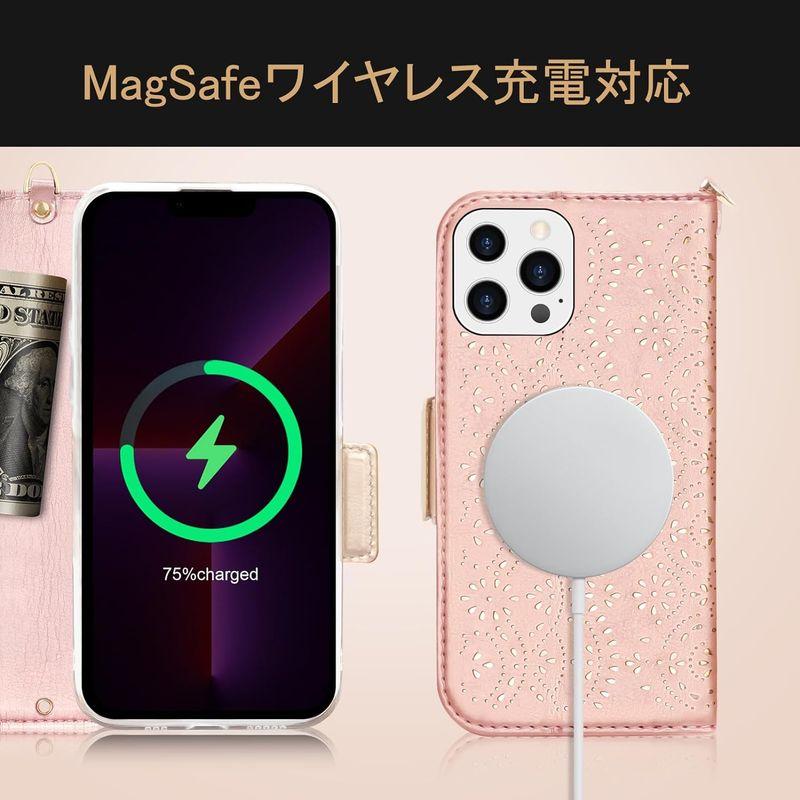 WWW iPhone 15 Pro ケース 手帳型 MagSafe対応 ワイヤレス充電 アイホン 15 Pro 携帯ケース 財布型 女性 レ｜br-market｜06