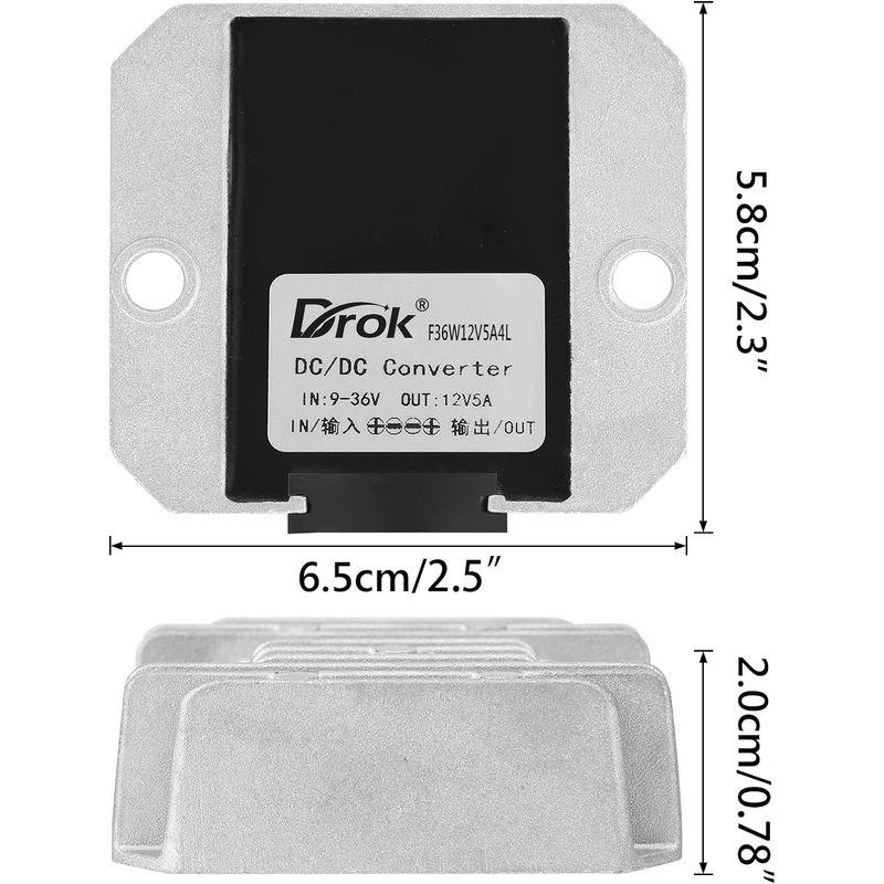 DROK DC-DCスタビライザー 9V-36Vから12Vへの昇降圧コンバーター 5A 防水自動降圧電圧レギュレーター カーオーディオ用 1｜br-market｜06