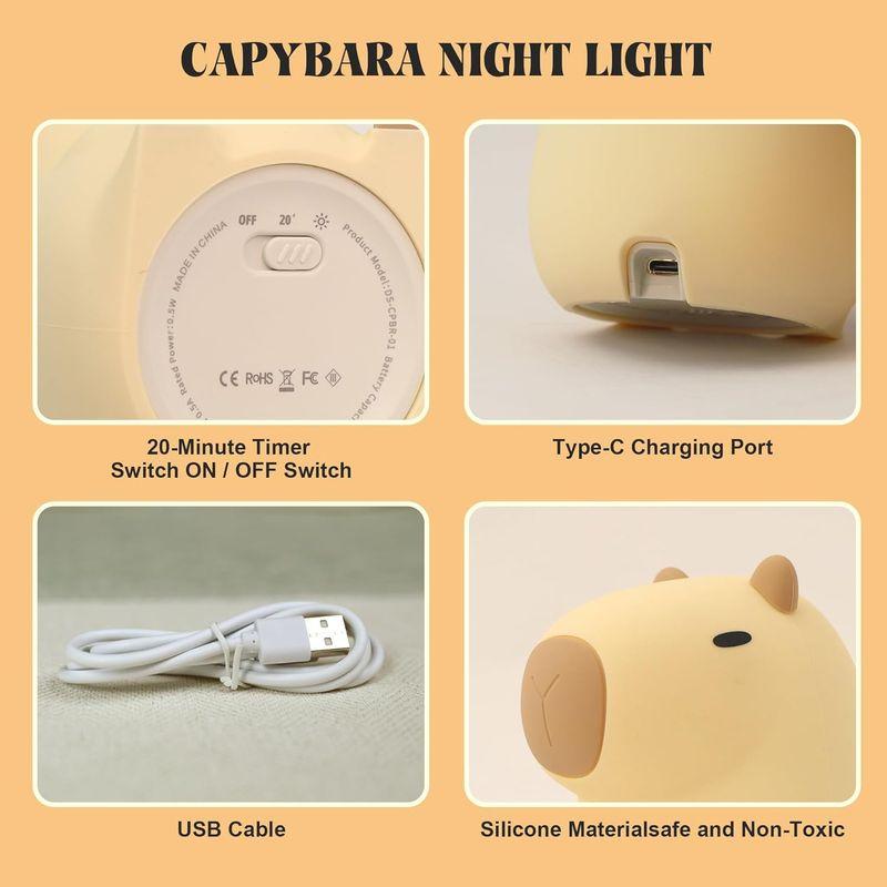 カピバラ ベッドサイドランプ YuanDian LEDライトナイトライト 授乳ライト タイマ設定 かわいい 調光 プニプニ テーブルランプ｜br-market｜02