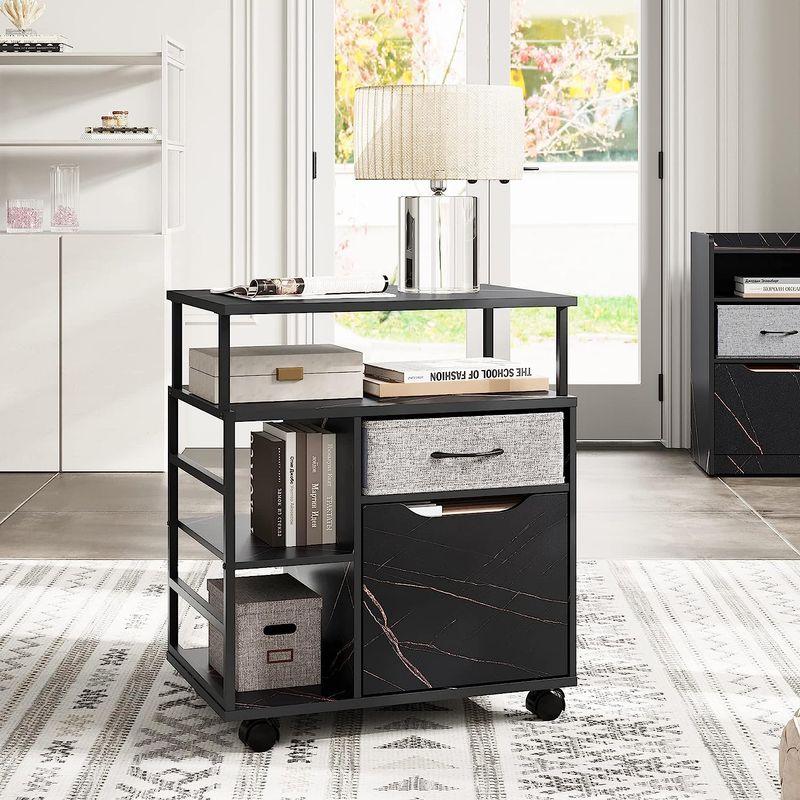 HOMOOI デスクワゴン 多機能 大容量収納 サイドワゴン プリンター台 キャビネット 引き出し キャスター付き 袖机 A4対応 移動便利 デスクワゴン 多機能 大容量収納 サイドワゴン プリンター台 キャビネット 引き出し キャスター付き 袖机 A4対応 移動便利