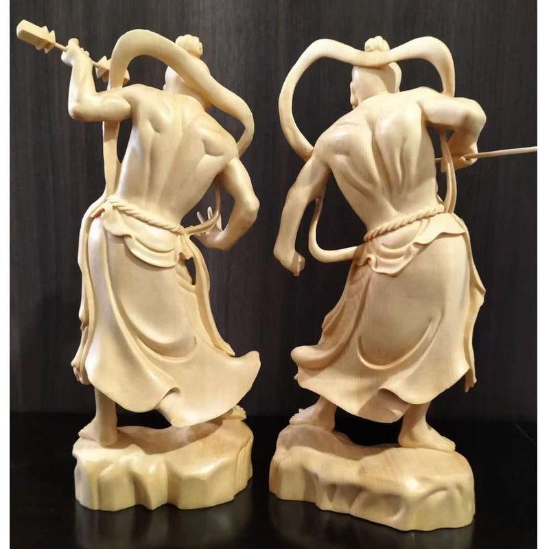 仁王像 置物 金剛力士 木彫り 桧木（ヒノキ）仏像コレクション 阿形?吽