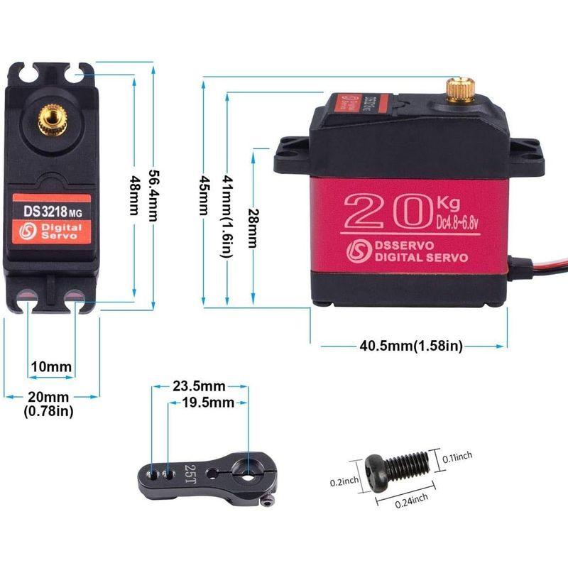 2セット防水高トルクDS3218デジタルRCサーボ、RCモール20KG 270度フルメタルギアサーボモーター、RCロボットアームモデルDIY｜br-select-store｜04