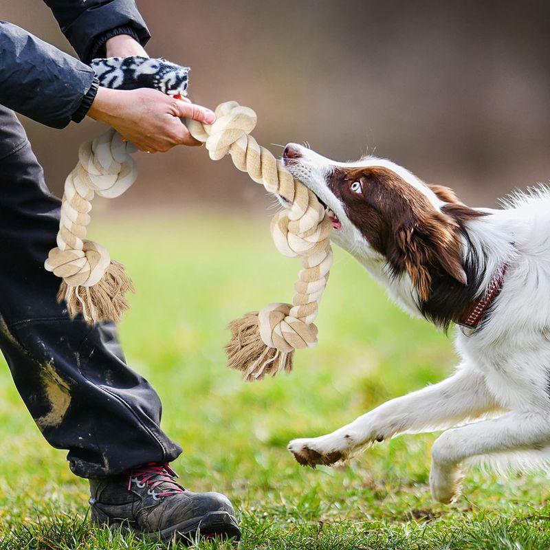 Fida 犬用おもちゃ ロープ 中型犬 大型犬 噛むおもちゃ 天然コットン 歯磨き ストレス解消 (1pcs, ベージュ)｜br-select-store｜06