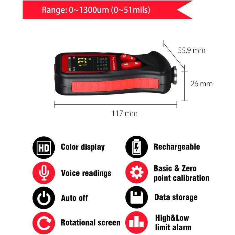 Wintact デジタル膜厚計塗装、0〜1300um、1500測定データ保存可能、自動画面回転、アラーム設定モード、音声機能、充電式｜br-select-store｜05