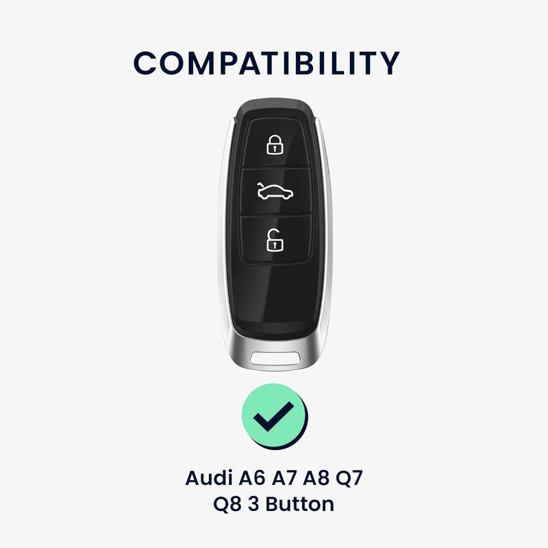 Coque Silicone Clef Voiture Kwmobile Compatible Audi A6 A7 A8 Q7 Q8 - Protection 3 Boutons Noir Mat