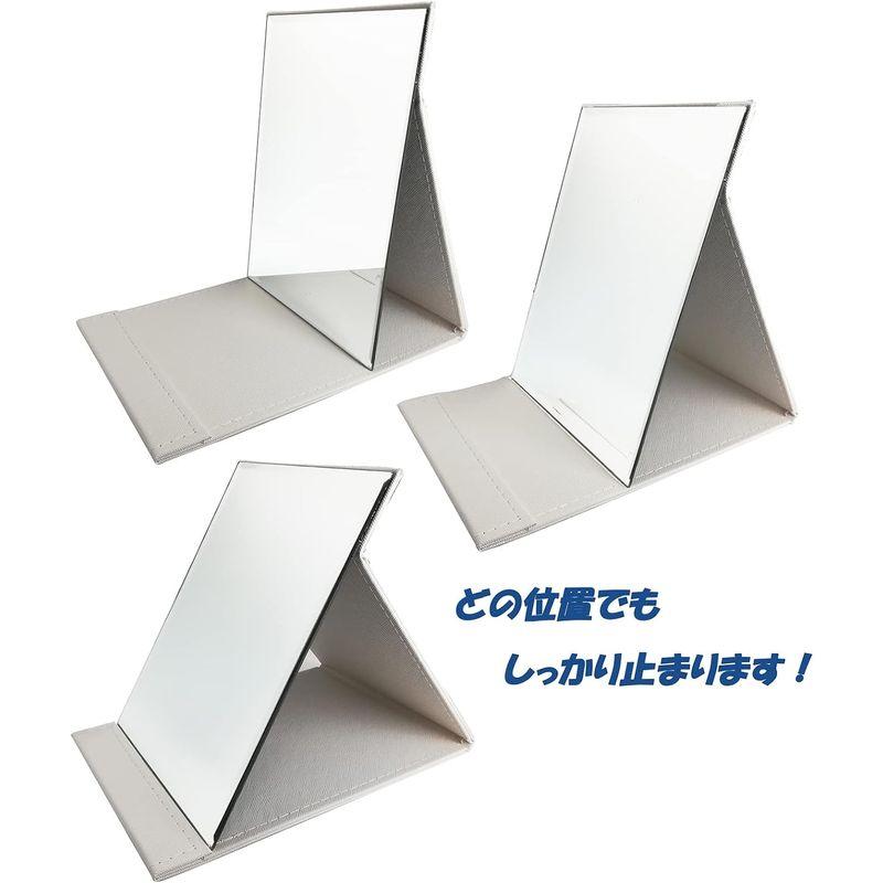 富士スカイ 鏡 卓上 手鏡 折りたたみ カバー材質に自信アリ Lサイズ(25.7×18.0cm) ホワイト｜br-select-store｜06
