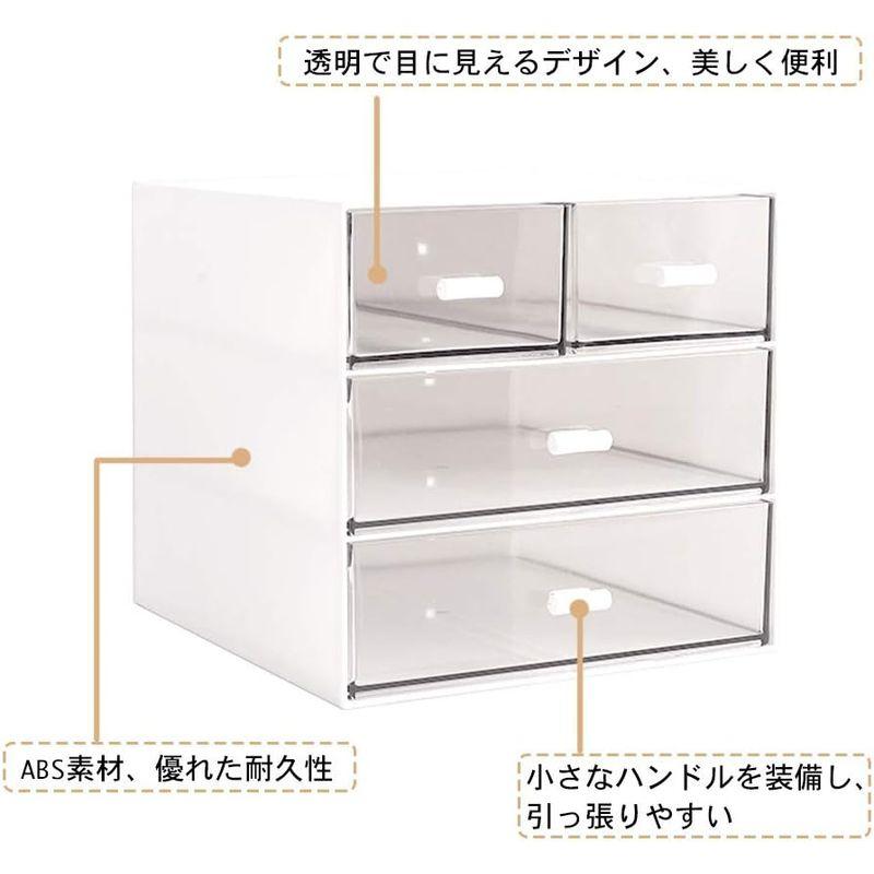 JFAN簡繁 収納ケース 引き出し 収納 小物 卓上 透明 収納ボックス （4引出し） 白｜br-select-store｜08