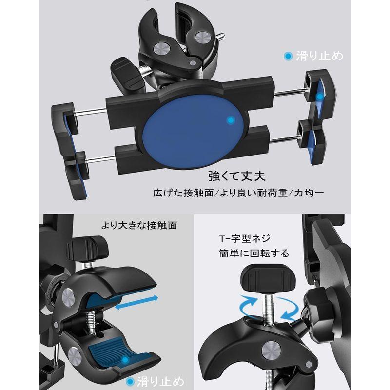 EXSHOW フィットネスバイクタブレットホルダー スピンバイクタブレットスタンド 滑り止めクランプ式パイプホルダー ランニングマシーンタブ｜br-select-store｜04