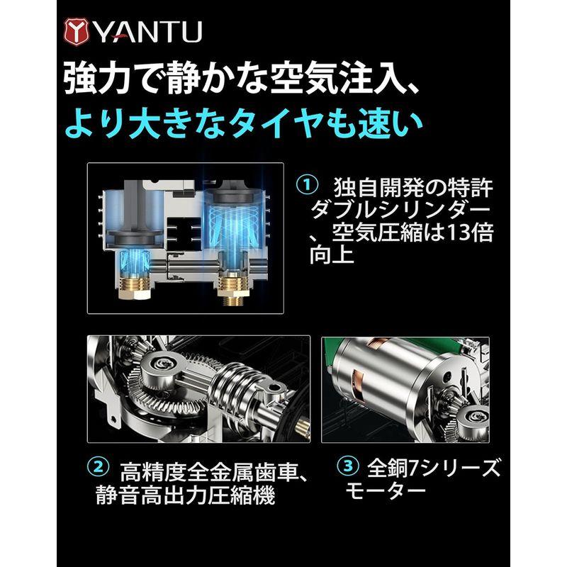 YANTU DCポータブルエアコンプレッサータイヤ空気入れ、自動車12Vに適用、ライン電動車用エアポンプ、ダブルシリンダー2倍空気入れ、タイ｜br-select-store｜05
