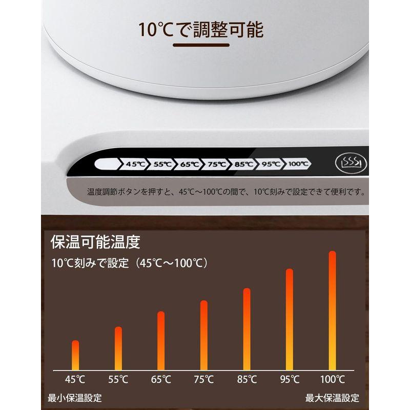 AZMKOO 電気ケトル コーヒー ドリップケトル 1.0L 1200W コーヒーポット 温度調節 (5℃単位) 保温機能 空焚き防止PSE｜br-select-store｜08