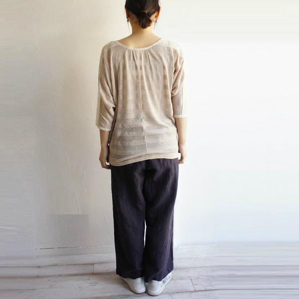 ジャガード 透かし レース ボーダー ドルマン チュニック Weaver ウィーバー 14974 服 大人の ナチュラル ゆったり きれいめ シンプル |  | 02