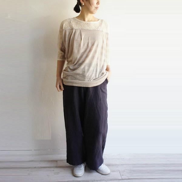 ジャガード 透かし レース ボーダー ドルマン チュニック Weaver ウィーバー 14974 服 大人の ナチュラル ゆったり きれいめ シンプル |  | 05