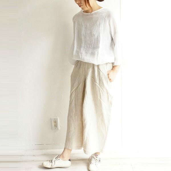 nachukara ナチュカラ メランジ リネン 麻 ガウチョ パンツ NK36600 服