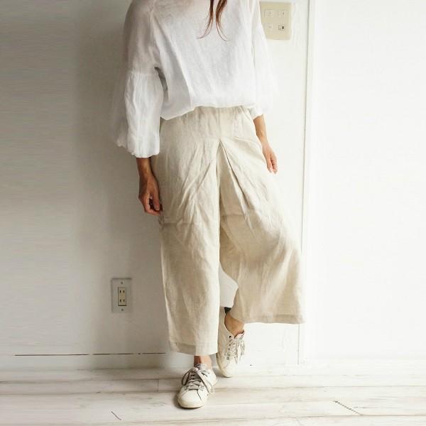 nachukara ナチュカラ メランジ リネン 麻 ガウチョ パンツ NK36600 服