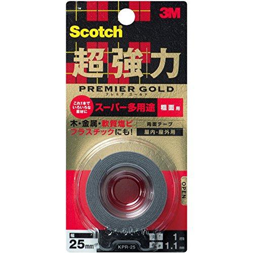3Mスコッチ超強力両面テーププレミアゴールドスーパー多用途粗面KPR-25 国産品 少し豊富な贈り物
