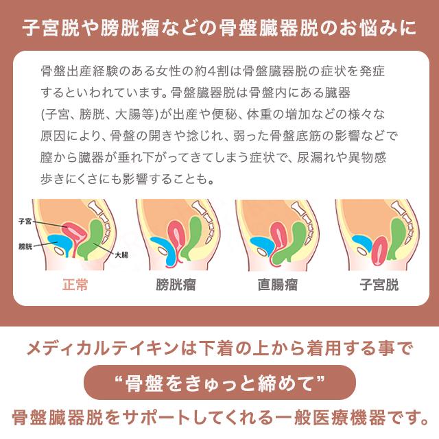 骨盤臓器脱サポーター メディカル・テイキン 骨盤ベルト 骨盤矯正 日本製 女性用 レディース 送料無料 骨盤 臓器脱 膀胱瘤 子宮脱 直腸瘤 骨盤底筋 S〜M L〜LL_2