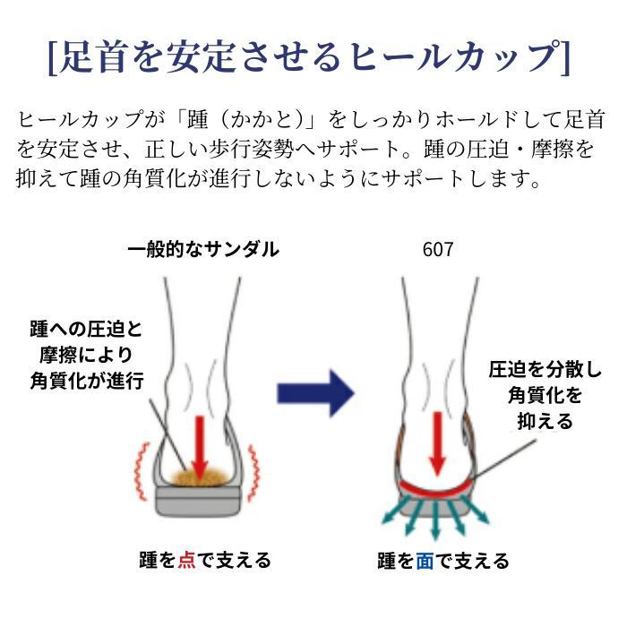 アカイシ アーチフィッター 607 アーチコンフォートサンダル ブラック サンダル コンフォートサンダル 外反母趾 幅広 甲高 レディース AKAISHI 送料無料 |  | 02
