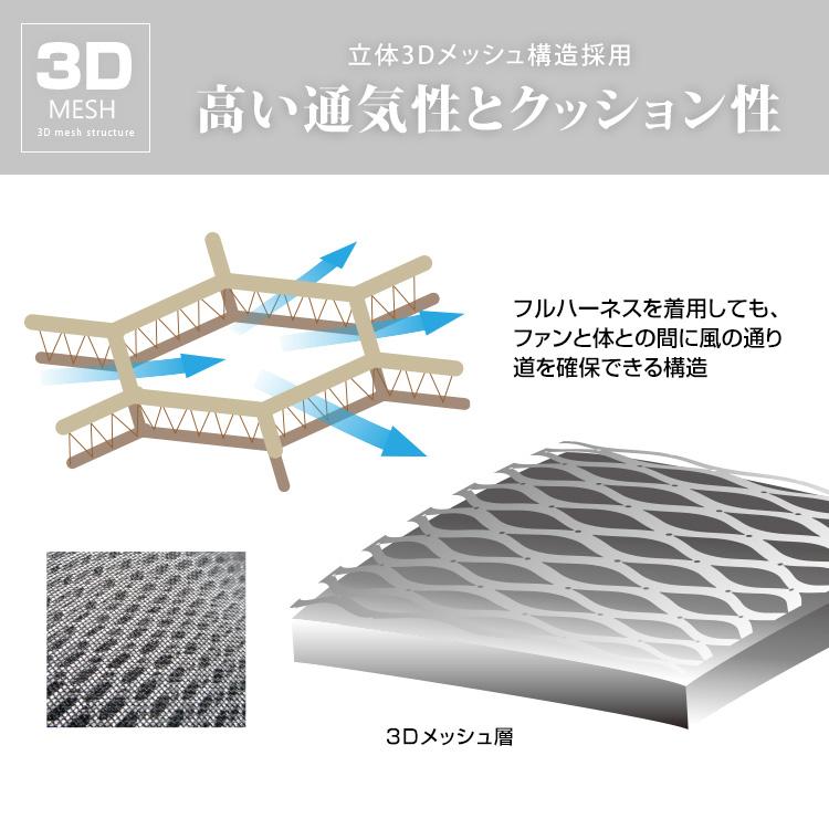 送料無料(一部地域除く)【BR-10002 フルハーネス専用インナーパット（ショートタイプ＆背中パッド付）】立体3Dメッシュ構造 軽量 クッション性 通気性｜brain8｜02