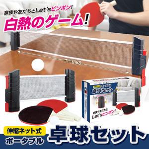 ネットとラケット2本とピンポン球がセットに ポータブル卓球セット 伸縮ネット式ピンポンセット ポータルブルネットamp ラケット2本amp ピンポン玉