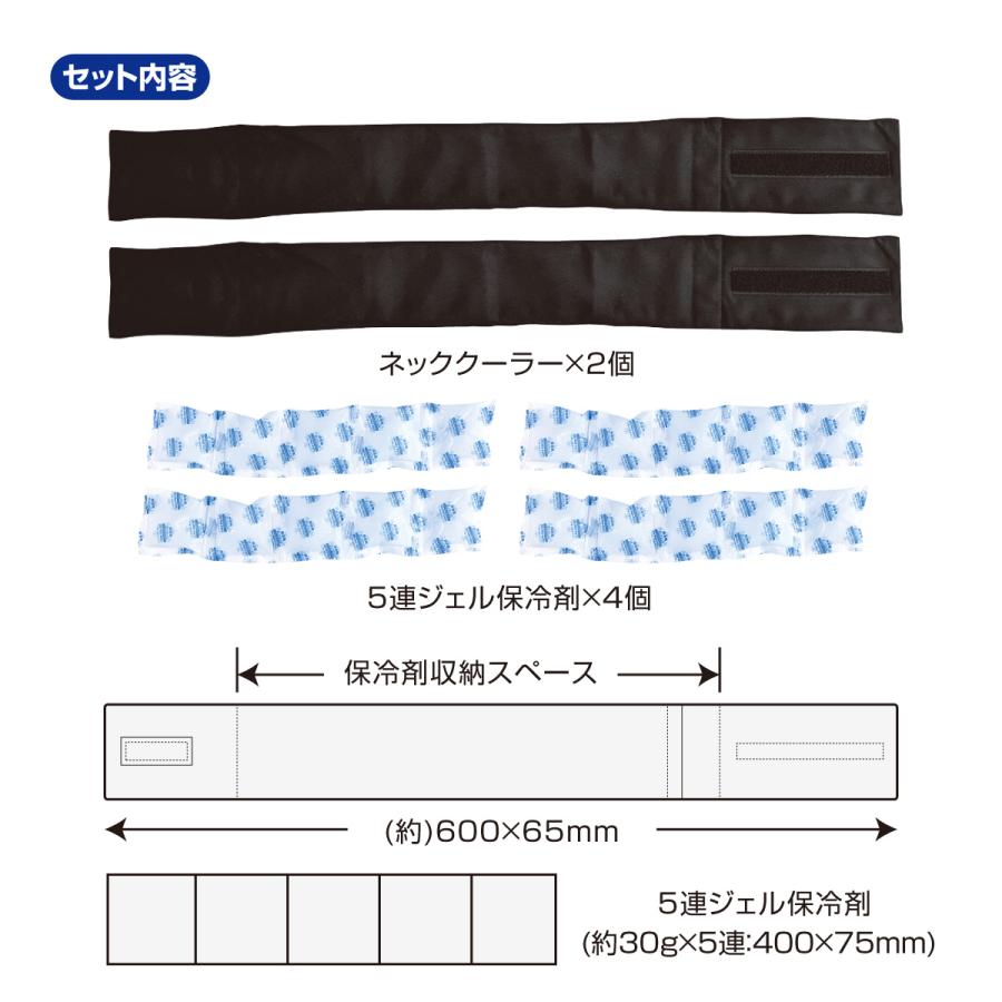 ブレイン 保冷剤付きネッククーラー  (5連保冷剤×2個付き)　×2個セット 熱中症対策　首用  フリーサイズ（長さ600×幅65ミリ）BR-547 |  | 02