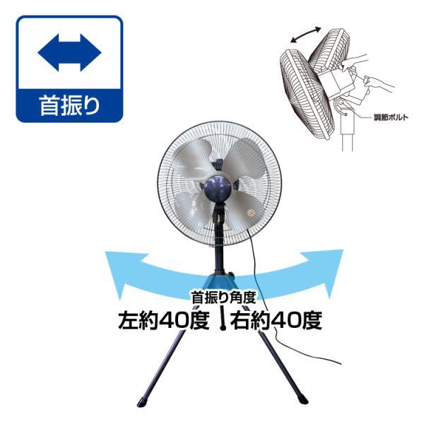 工場扇 45cm アルミ羽根 工業扇風機 BR-567 工場扇風機 三脚 スタンド首振り 熱気がこもる現場の空気循環に | ブレイン | 02