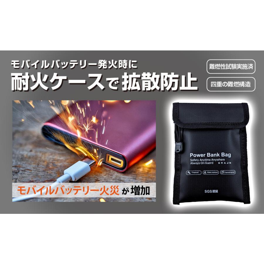 ブレイン 【SGS認証取得！ 国内JIS燃焼試験合格！】モバイルバッテリー耐火ケースBR-964 耐熱仕様、防炎、防水 最大耐熱温度1000℃の2枚合わせ　4層構造 | ブレイン | 05