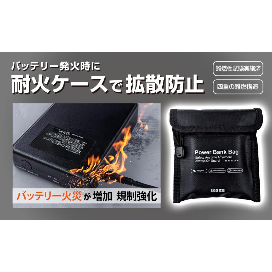 SGS認証取得 国内JIS燃焼試験合格「空調衣服用 バッテリー耐火ケース(ベルトループ、ケーブルホール付き)」 耐熱温度1000℃×2枚合わせ BR-974 耐熱、防炎、防水 | ブレイン | 06