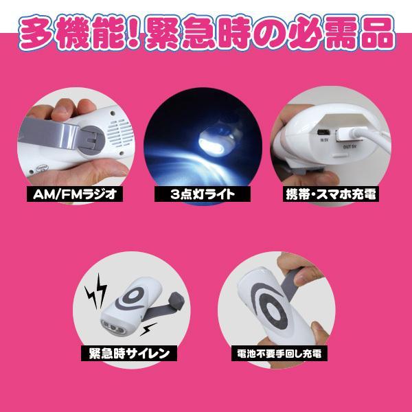 手回し充電ラジオライト BR-976 USB搭載 スマートフォンも充電可能 台風や地震などの自然災害時 避難時 キャンプ アウトドアに | ブレイン | 02