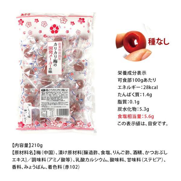 熱中症対策 種とりカリカリ梅 (種なし) 210g 2026年製 赤城フーズ