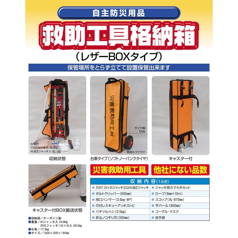 防災工具セット 救助工具格納箱レスキューレザーBOXタイプ(台車付)油圧