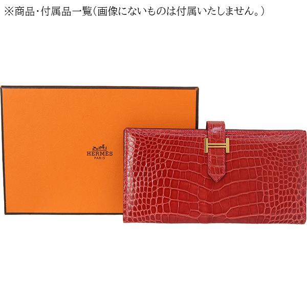 Bearn エルメス 財布 ベアンスフレ アリゲーター リセ レッド系 1126