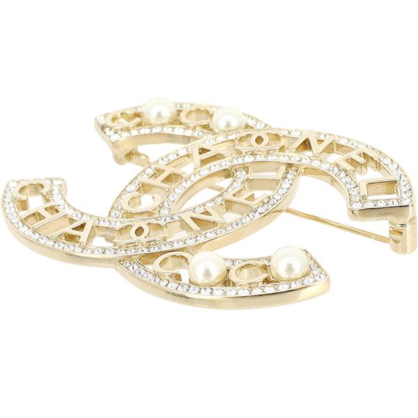 CHANEL シャネル ブローチ CC CHANELロゴ ゴールド ストラス CHANEL シャネル ブローチ CC CHANELロゴ ゴールド ストラス