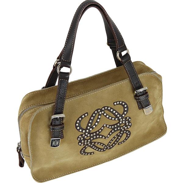 LOEWE（ロエベ） ハンドバッグ アナグラム スエード カーフレザー