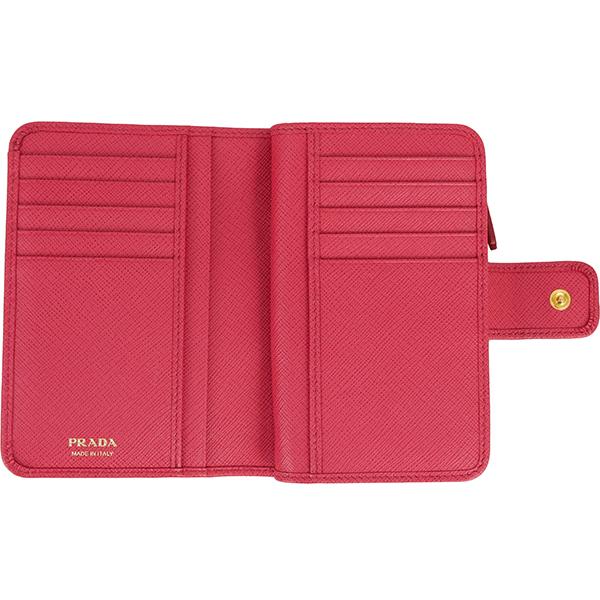 【人気】PRADA 二つ折り財布 ピンク ペオニアベルト サフィアーノ SAFFIANO（PRADA） プラダ 財布 二つ折り財布 コンパクトウォレット