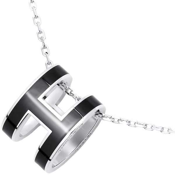 HERMES（エルメス） ネックレス ペンダント ポップH ブラック シルバー