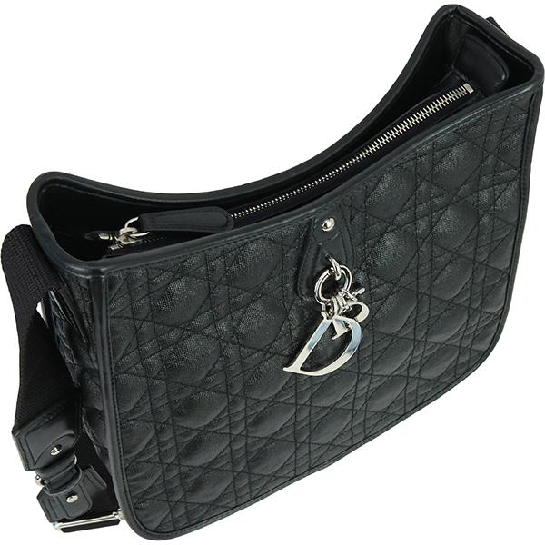 美人Dior ブラック ロゴパターン ショルダーバッグ黒 カナージュライン ディオール ショルダーバッグ カナージュ