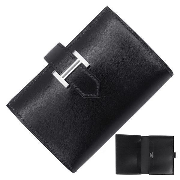 HERMES エルメス ベアン カードケース 黒□J刻印 名刺入れ Bearn エルメス カードケース ベアン ボックスカーフ 黒 158158